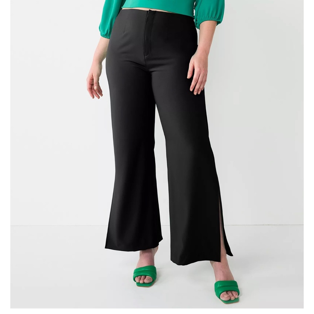 NWOT: INTEMPO (KOHLS) - SLIT HIGH-WAISTED & WIDE LEG PANTS